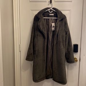 Angashion dark grey fuzzy coat
